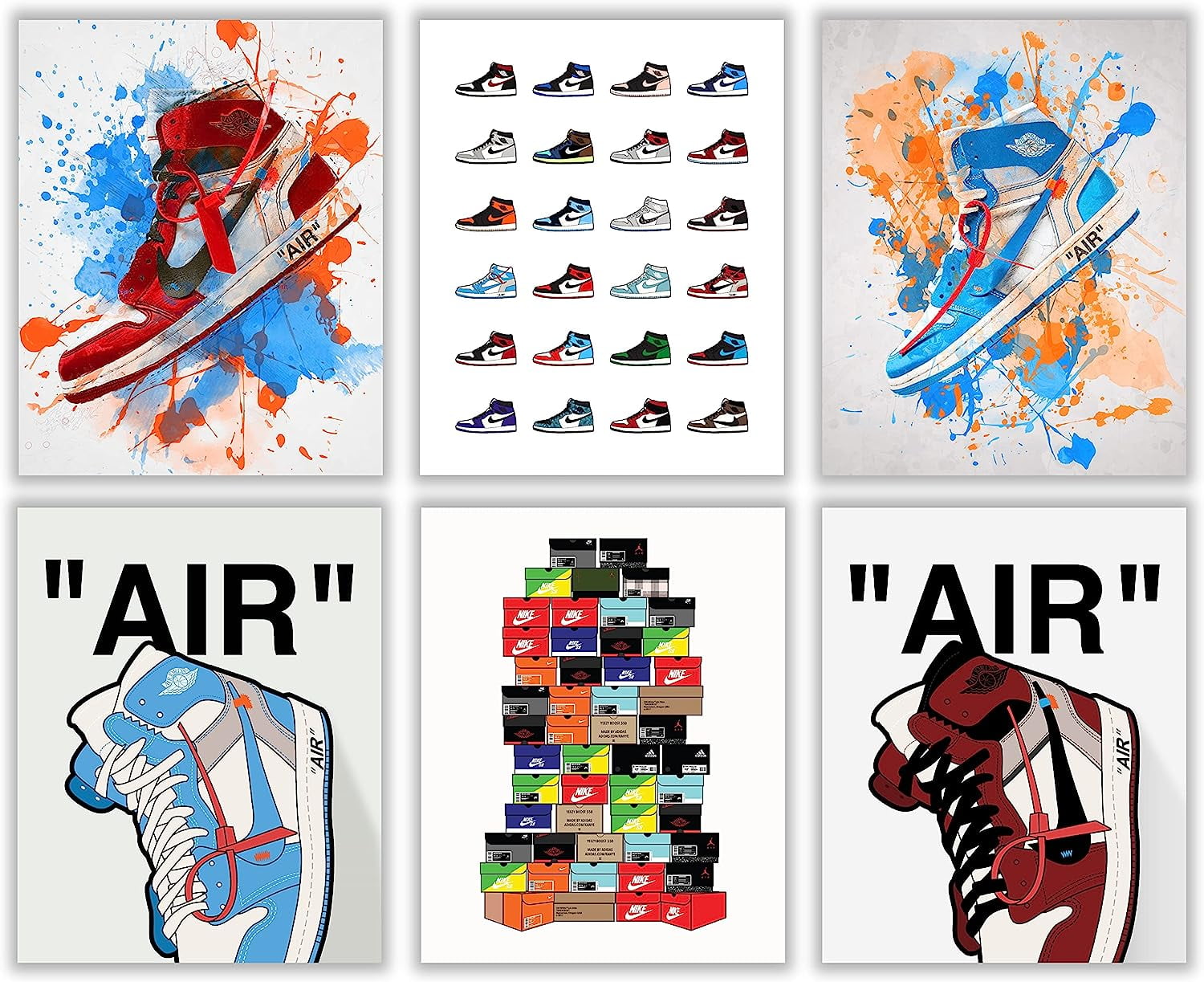 Hypebeast Sneaker Poster – Unframed Set of 6 (8 x 10 Inch) – AJ