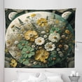 thumbnail image 3 of Ambesonne Hippie Tapestry King Size, Surreal Moon Floral Scenery, 104"x88", Reseda Green Mustard, 3 of 3