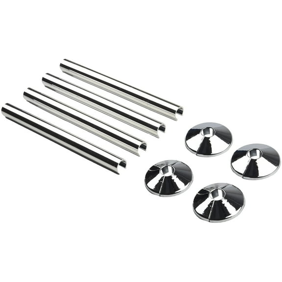 8Pc Pipes Radiator Pipe Covers Sleeve 15Mm Collars Cut Fit Bathroom Chrome Effec