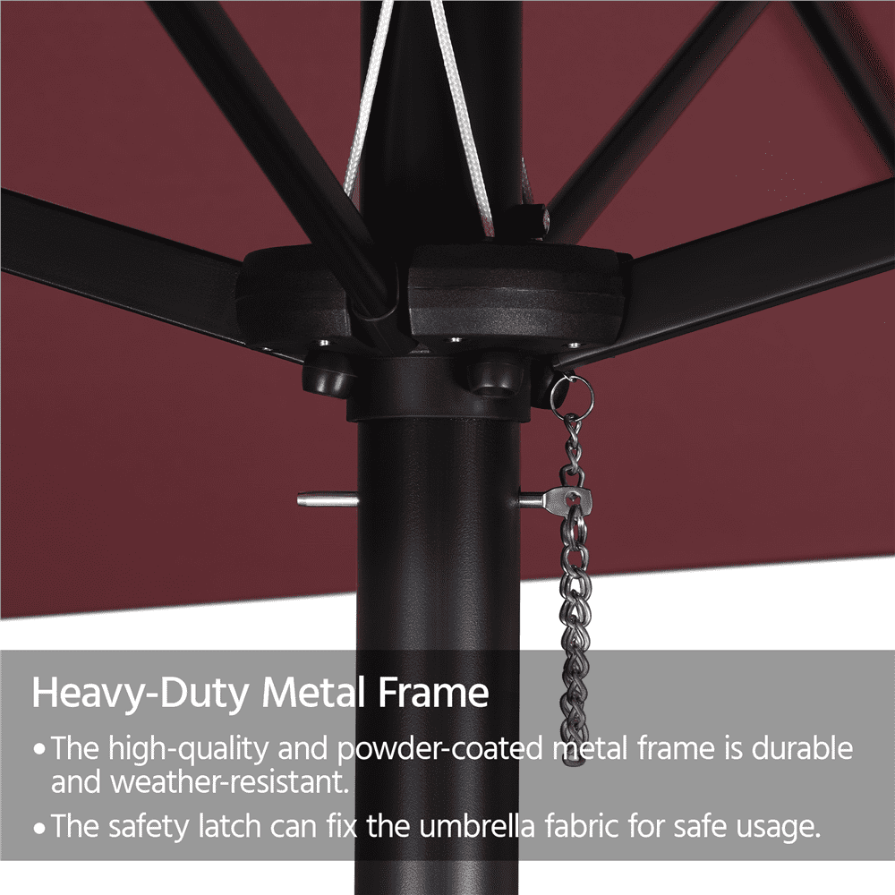 Renwick 15 FT Twin Patio Parasol with Crank Lift, Burgundy
