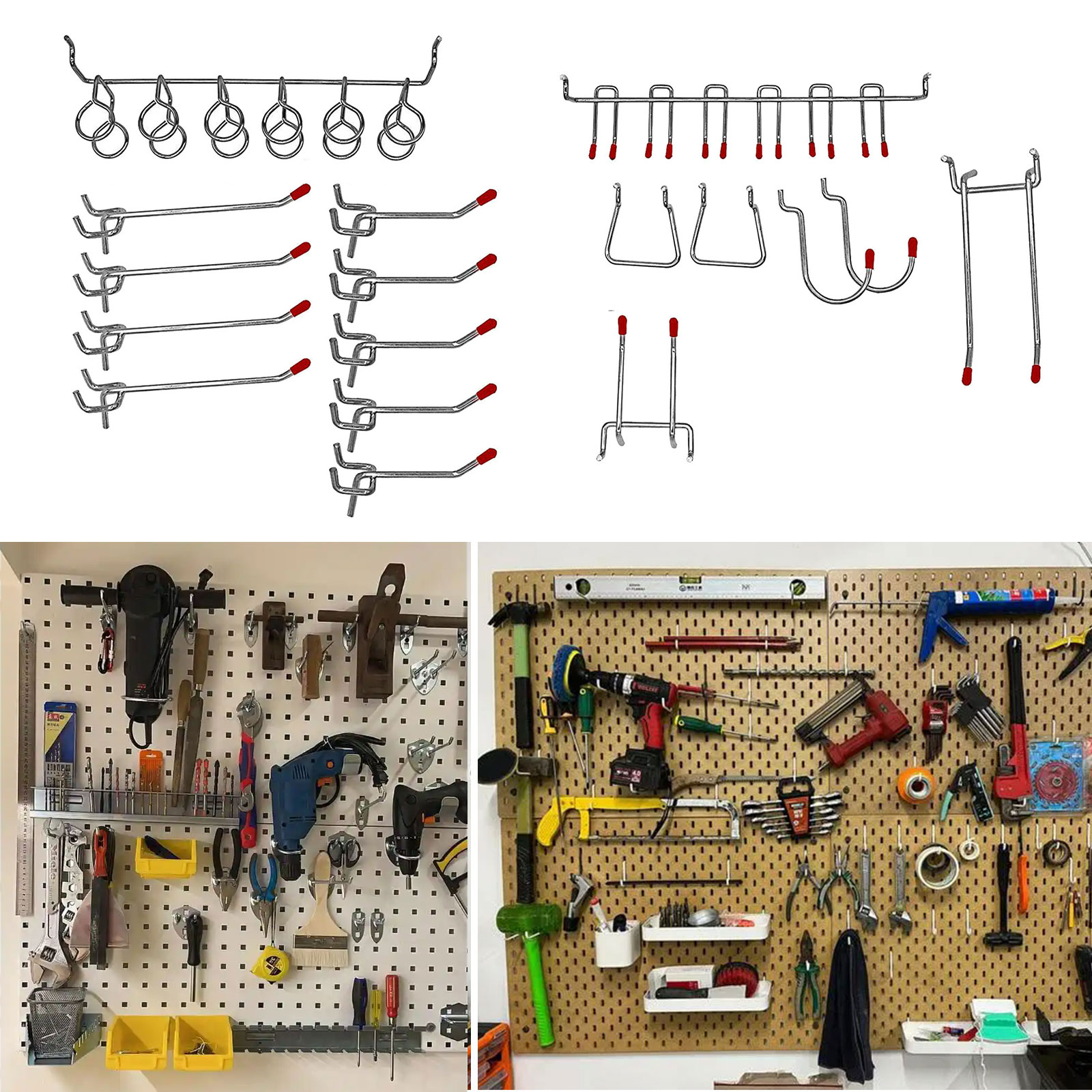 114 Pieces Pegboard Hook Set with Bins Sturdy Metal Tool Organizers for Craft Room Garage And Workshop Storage