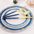 thumbnail image 2 of Supernal 180pcs Gold Plastic Cutlery with Blue Glitter Bamboo Handle - 60 Knives, 60 Forks, 60 Spoons, 2 of 6