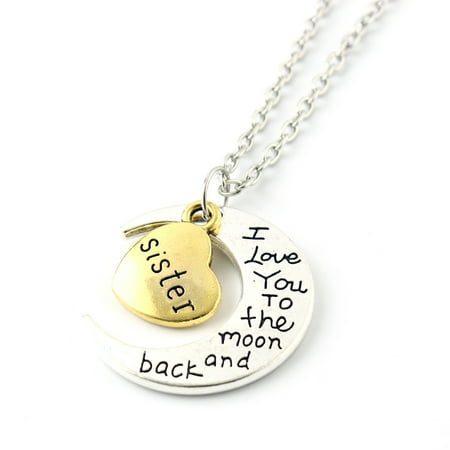 Black Mom Necklace Fashion Jewelry I Love You Family Mom Birthday Gift Pendant Necklace for Women Girl - Sister ()