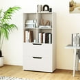 thumbnail image 7 of Demi Bonn 4-Cube Bookcase, 2 Drawers, 51 Inch 5-Tier Tall, Chic Design, Easy-Maintain, Freestanding, White, 7 of 7
