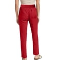 thumbnail image 6 of Women's Drawstring High Waist Pants Straight Leg Casual Trousers with Pocket for Loungewear and Travel Summer Palazzo Pants Flowy Beach Lounge Pants with Pockets, 6 of 6