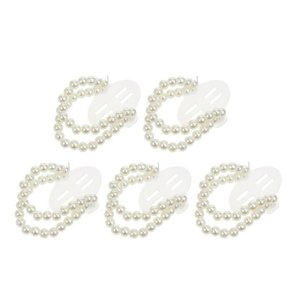 PAMINGONO Bracelet Pearls Elegant Corsage Wristlet Bands White Plastic 5pcs