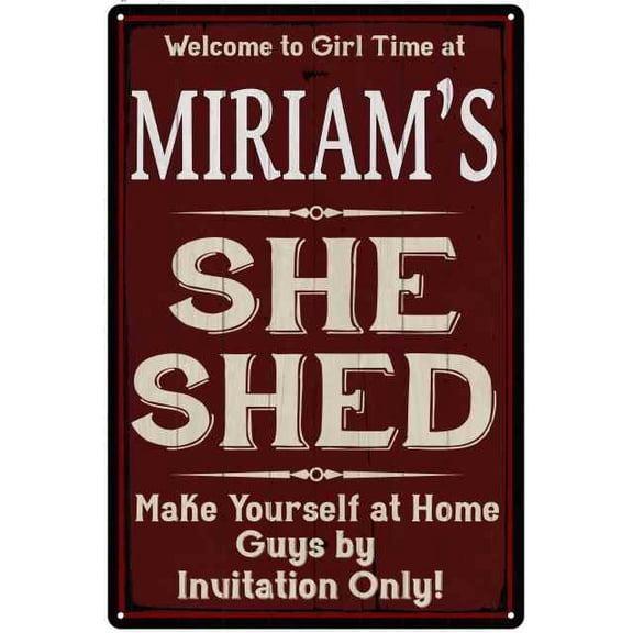 MIRIAM'S She Shed Red Sign Lady Cave 8 x 12 High Gloss Metal 208120088288