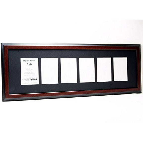 Creative Letter Art 6 Opening Mahogany Picture Frame with Glass and Black Mat to Hold 4x6 Photographs for Your Name, Special Word, Wedding or Collage