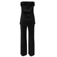 thumbnail image 4 of Women Spring Outfit 2 Piece Summer Outfits for Women Clothing Set Female Round Neck Short Sleeve Tops Pants Sets Cargo Pant Style S_553 Women's Tracksuits Black L, 4 of 5