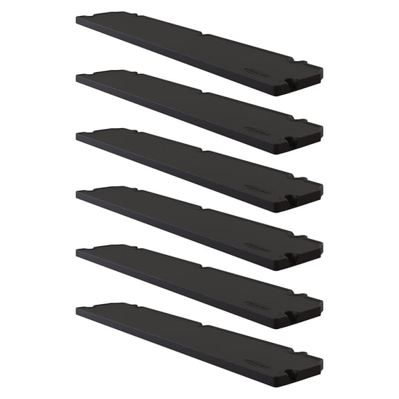 Suncast 6 Pack Horizontal Shed Shelf Space Saving Wall Outdoor Storage, Black