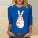 thumbnail image 5 of Tops de Cuello Redondo para las Mujeres Pascua Impresa 3/4 Mangas Blusa, Ligera Imitación Algodón Top Casual, 5 of 5