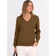 thumbnail image 2 of CAILDANL Womens Long Sleeve V Neck Sweaters 2025 Fall Casual Classic Soft Loose Fit Basic Pullover Jumper Top, 2 of 2