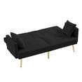 thumbnail image 4 of Twin Futon Sleeper Sofa,Velvet Upholstery Convertible Sofa Bed with Gold Metal Legs Adjusting Backrest Futon for Small Spaces, 4 of 6