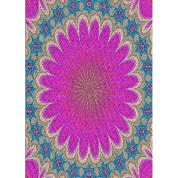 Ahgly Company Machine Washable Indoor Rectangle Transitional Neon Pink Area Rugs, 7' x 10'