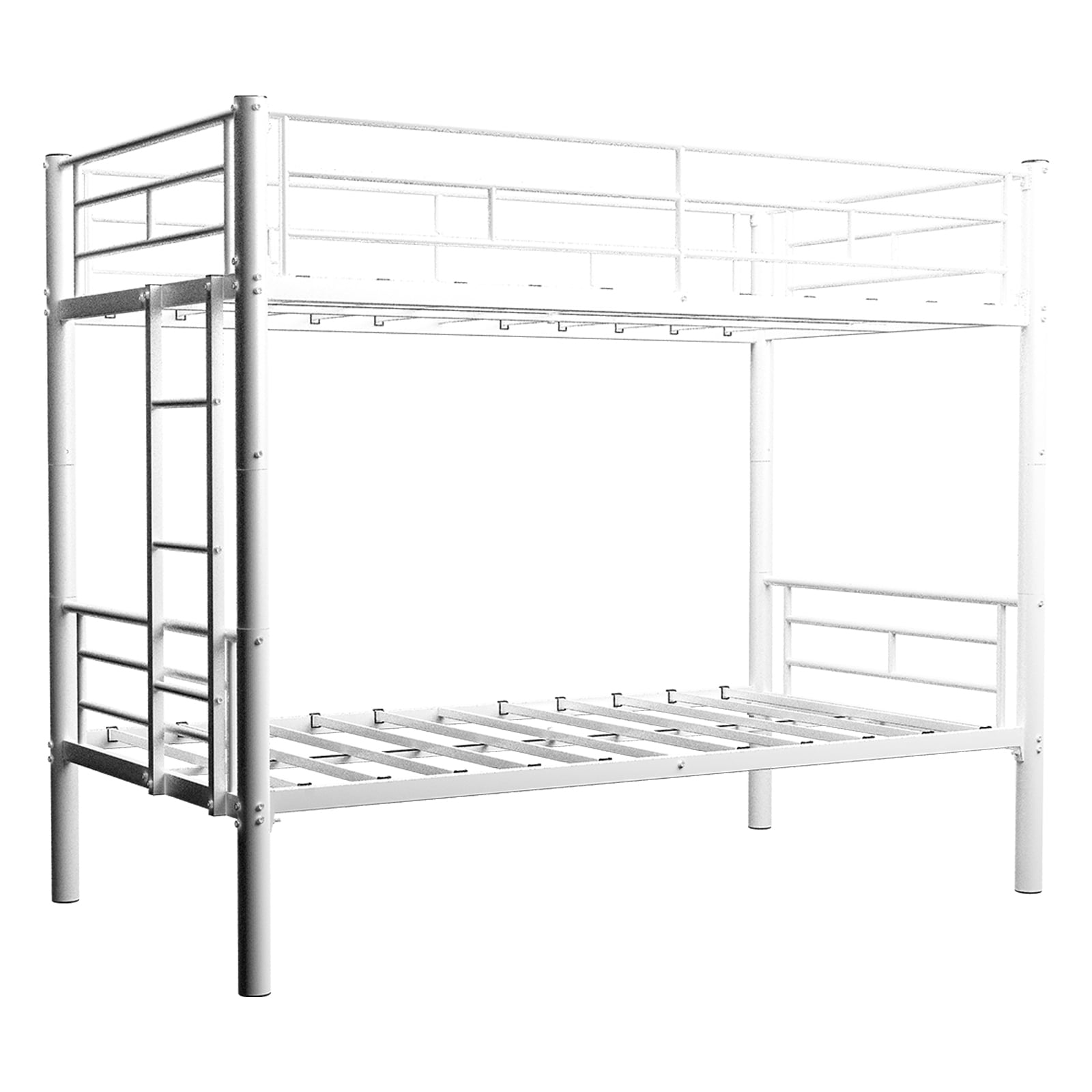 Alvantor Twin over Twin Bunk Beds Convertible 2 Beds Metal Heavy-duty Bed Frame for Kids Teens with Ladders & Guardrail White
