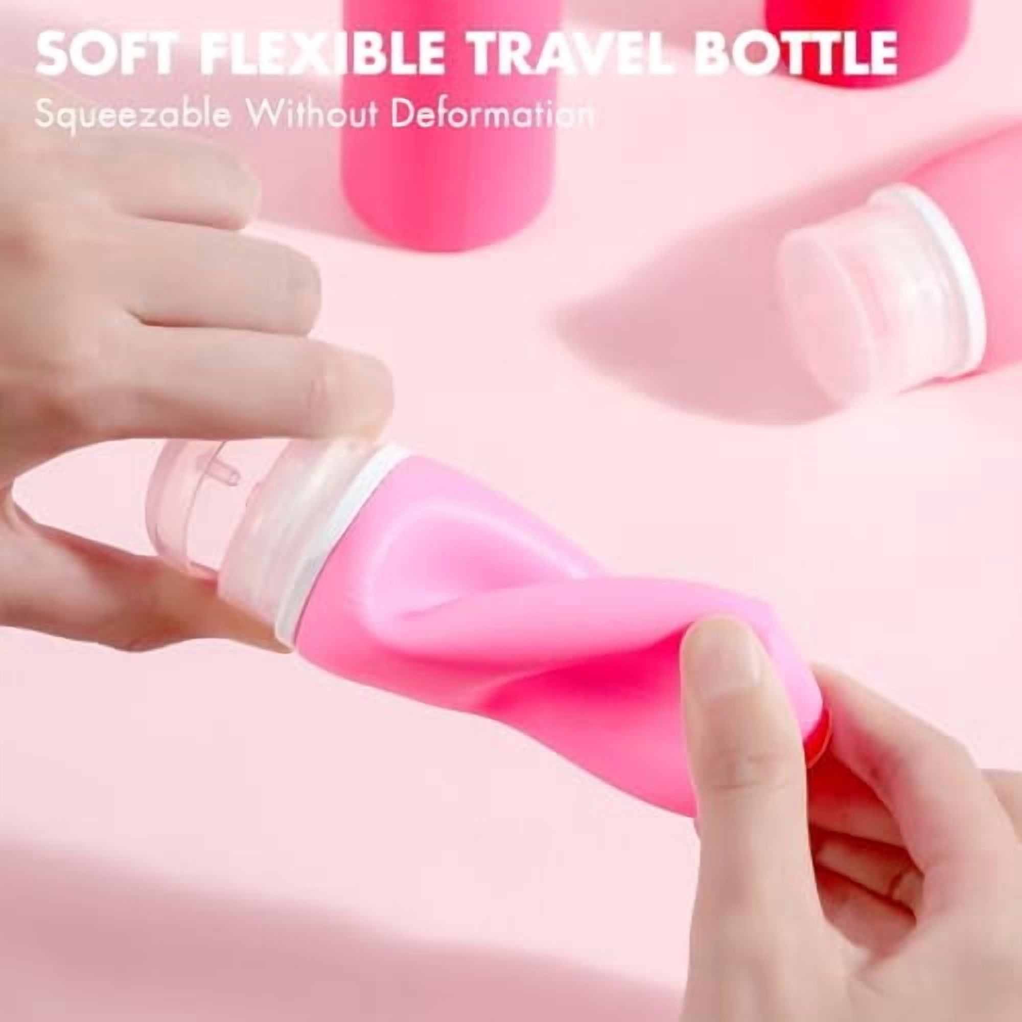 21 Pack Travel Bottles for Toiletries, Leak-Proof TSA Compliant Silicone Travel Size Containers for Shampoo and Conditioner, BPA Free with Toiletry Bag (Pink)