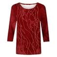 thumbnail image 4 of Ounisa 3/4 Length Sleeve Womens Tops Round Neck Loose Cute Spring Summer Tee Shirts Dressy Casual Print Blouses Tunic, 4 of 9