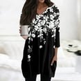 thumbnail image 2 of WTOBBY Women's Fashion Casual Retro Floral Print V-Neck Mid-Length Tunic Tops with Pockets, 3/4 Sleeve Blouses for Stylish and Comfortable Shirt Wear,White XL, 2 of 5