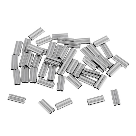 50Pcs, Double Barrel ing Sleeves Copper Fishing Line Tube Connectors Model 4
