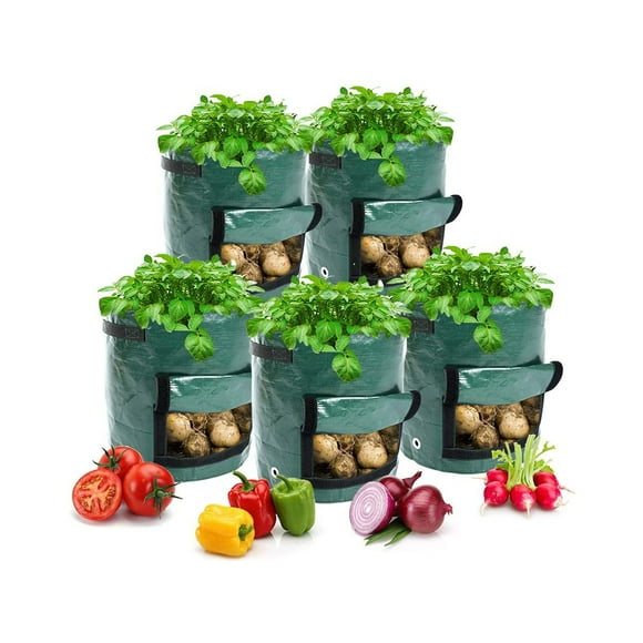 nipocaio 34*35cm Potato Grow Bag Potato Vegetable Seedling Grow Bag Cultivation Bag Planting Bucket Beautiful Planting Bag 5pcs