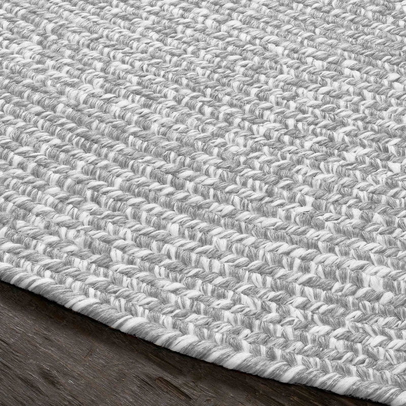 Superior Two-Toned Braided Round Indoor/ Outdoor Area Rug, Slate/ White, 6'
