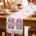 thumbnail image 5 of Table Runner - 70 Inch Long, Spring Gnomes Kitchen Dining Table Runner Dresser Scarves, Botanical Flowers Leaf Pink Buffalo Check Farmhouse Decor for Coffee Tables Wedding Party Banquet, 5 of 8