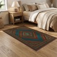 thumbnail image 2 of ODIKA 5'x7' Washable Area Rug Easy Care, Non-Shedding, Pet Friendly, Hooks Terracotta Cowboy Ochre Southwestern Aztec Motif Band Round for Small Living Room, Bedroom, 2 of 6