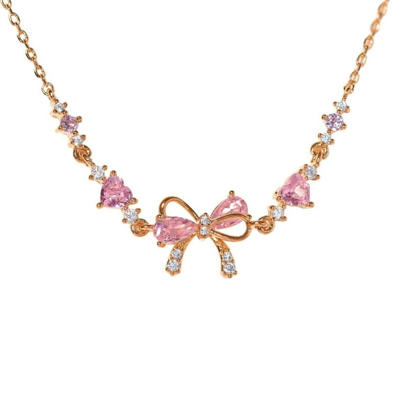 LILELIS Bow Bracelet for Women - Adjustable Bow Beaded Chain Bracelet Bow Zircon-Bracelet Silver Pendant Jewelry Gifts for Mother's Day Wife Mom Valentines Friendship Bridesmaid Proposal Rose Gold