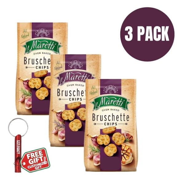 Maretti Bruschette Chips Slow Roasted Garlic (3.4 oz) – All Natural Oven Baked Bagel Chips, Vegetarian Friendly Party Snack
