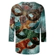 thumbnail image 5 of Aloohaidyvio Mardi Gras Shirts,Womens Mardi Gras Loose 3/4 Sleeve Mask Shiny Glitter Print Crew Neck T-Shirt Blouse,Mardi Gras Clothing Women, 5 of 5