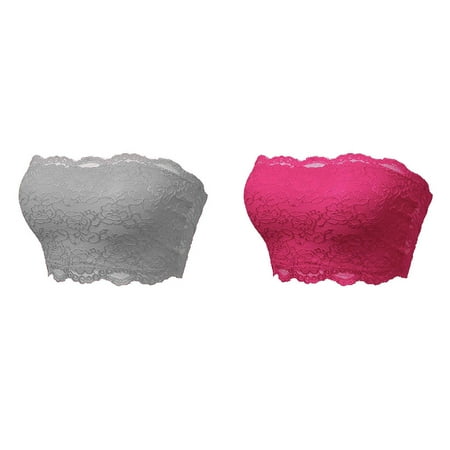 Kcodviy 2 Pcs Ladies Seamless Top Lace Crop Top Bra Beauty Back Chest Wrapping Leather Bandeau Top Underwear Plus Size Tube Tops for Women Light Tube Top Tube Bodysuit
