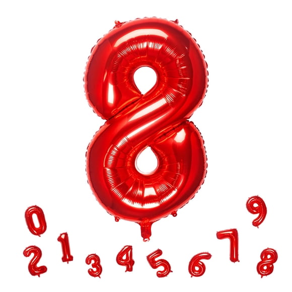 Globo MEIDUOCO Número 8 Rojo de Papel Metalizado 81 cm Autocerrable