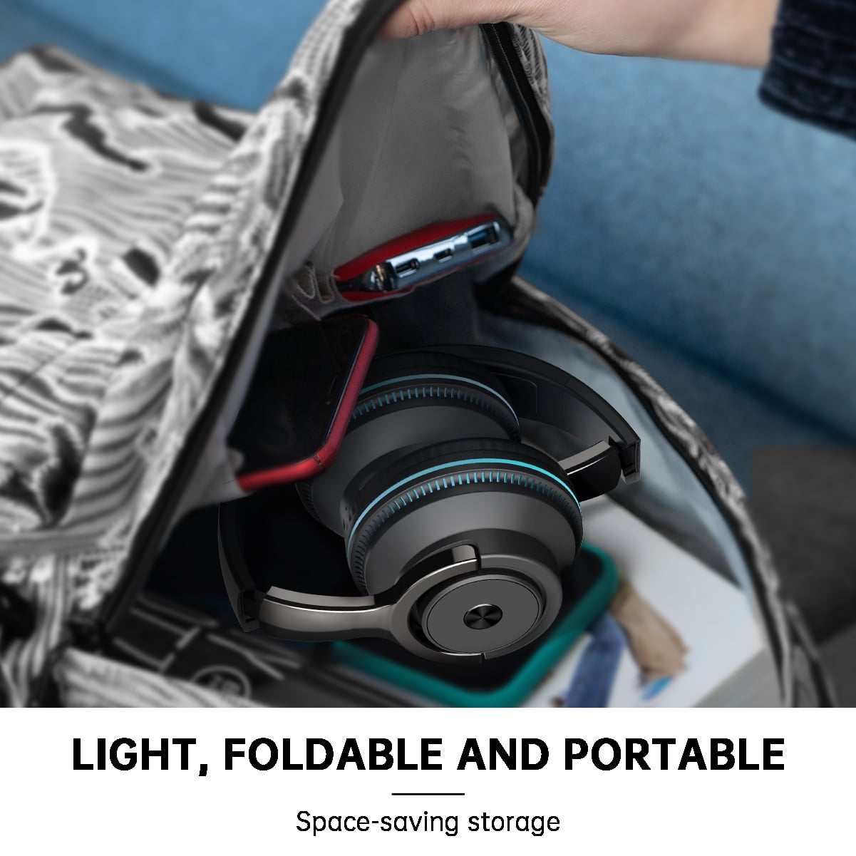 Cshidworld Wireless On-Ear Headphone, Upgrade Bass HiFi Stereo Heaset, Foldable, Noise Isolating Over Ear Headphone w/ Microphone and Volume Control, for Computer Laptop Cell Phone,Black thumbnail 14