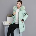 thumbnail image 1 of Ropa de invierno, Chaqueta de algodón para mujer, Chaqueta de algodón con cuello de piel grande y capucha gruesa de largo medio para mujer, chaqueta de talla grande, 1 of 6