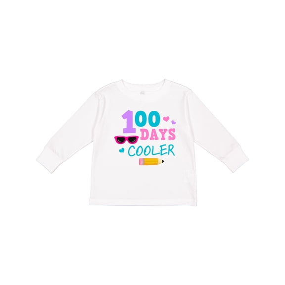 Inktastic 100 Days Cooler in Pink Girls Long Sleeve Toddler T-Shirt