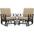 thumbnail image 1 of Patiojoy 2 Pcs Outdoor Glider Chair Smooth Rocking Single Chair w/ Thick Cushions & Heavy-Duty Metal Frame Tan, 1 of 9