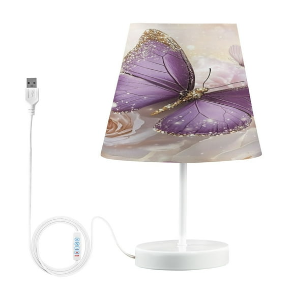 BZSMCE Table Lamp Creative Purple Butterfly Pattern Simple Pattern Night Light