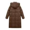 thumbnail image 7 of HAPIMO Women's Oversize Parka Long Jacket Coat Long Sleeve Zip Up Hooded Coat Casual Fall Winter Trendy Warm Coats Solid Pocket Quilted Coat Brown L, 7 of 7