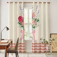 thumbnail image 3 of Pastoral Flowers Kitchen Curtains Window Panels, Spring Red Pink Leaves Farmhouse Plaid Insulated Window Treatment Curtain, Grommet Curtains for Bedroom/Living Room/Bathroom, 2 Piece 42"Wx84"L, 3 of 8