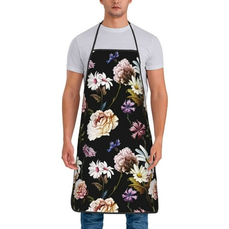 

Aprons for Men Women - Carnations Flowers Daisy Cooking Kitchen Apron Chef Apron Waterproof Apron for Painting Pottery Baking BBQ Gardening Salon Gift For women Men