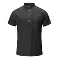 thumbnail image 4 of Toimothcn Mens Shirts Short Sleeve Simple Solid Color Buttons Up Shirts Soft Breathable Loose Fit Shirt Tops Suitable For Summer Vacation, 4 of 5