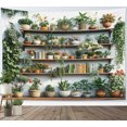 thumbnail image 4 of Green Plant Tapestry Wall Hanging Potted Plant Flower and Book on Wood Shelf Wall Tapestry for Bedroom Aesthetic Nature Botanical Tapestry for Living Room College Dorm Decor,59x51 inch, 4 of 5