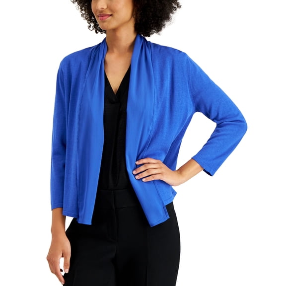 Kasper Chiffon Front Cardigan Cornflower S