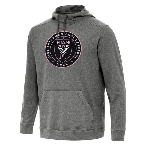 Men's Antigua  Heather Black Inter Miami CF Cloud Pullover Hoodie