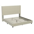 thumbnail image 2 of Merrick Lane Modern Platform Bed with Upholstered Wingback Headboard, King Size, Beige, 2 of 11