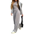 thumbnail image 3 of Conjunto de Dos Piezas para Mujer, Estilo Casual, Ideal para Estar en Casa. Incluye Top de Larga Ligeramente Corto y Pantalón de Pierna . Gris - L, 3 of 6