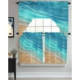 thumbnail image 3 of Aqua Ombre Coastal Swag Valance and Tier Curtains 24'' Length Set, Summer Nautical Beach Ocean Seaside Light Filtering Kitchen Curtains, Tier Curtain Valances for Bathroom/Living Room/Bedroom/Café, 3 of 6