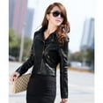 thumbnail image 4 of Women's PU Leather Jackets, Faux Motorcycle Plus Size Coat Short Lightweight Vegan Pleather Fashion, 4 of 7