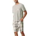 thumbnail image 4 of INSPIRAR CHIC Conjunto de Pijama para Hombre de Camiseta de Manga Corta con Pantalones Cortos a Cuadros S Gris, 4 of 5