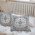 thumbnail image 6 of Throw Pillow Covers 26x26 Inch Set of 2, Blue Boho Floral Waterproof Outdoor Pillow Covers, Vintage Farmhouse Botanical Motifs Decorative Cushion Pillowcases for Couch, Sofa, Bed, Garden, Patio, 6 of 9